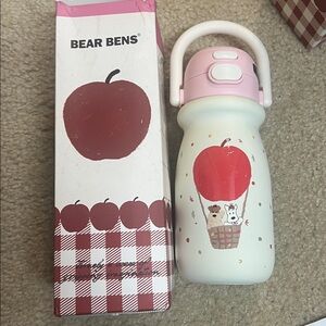 BEAR BENS 550ml Insulated Stainless Steel Dual-Drink Straw Bottle – Cute Design